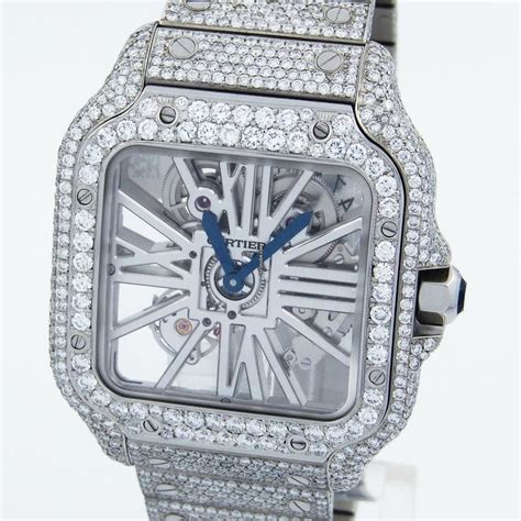 cartier skeleton iced out replica|cartier skeleton watch black diamond.